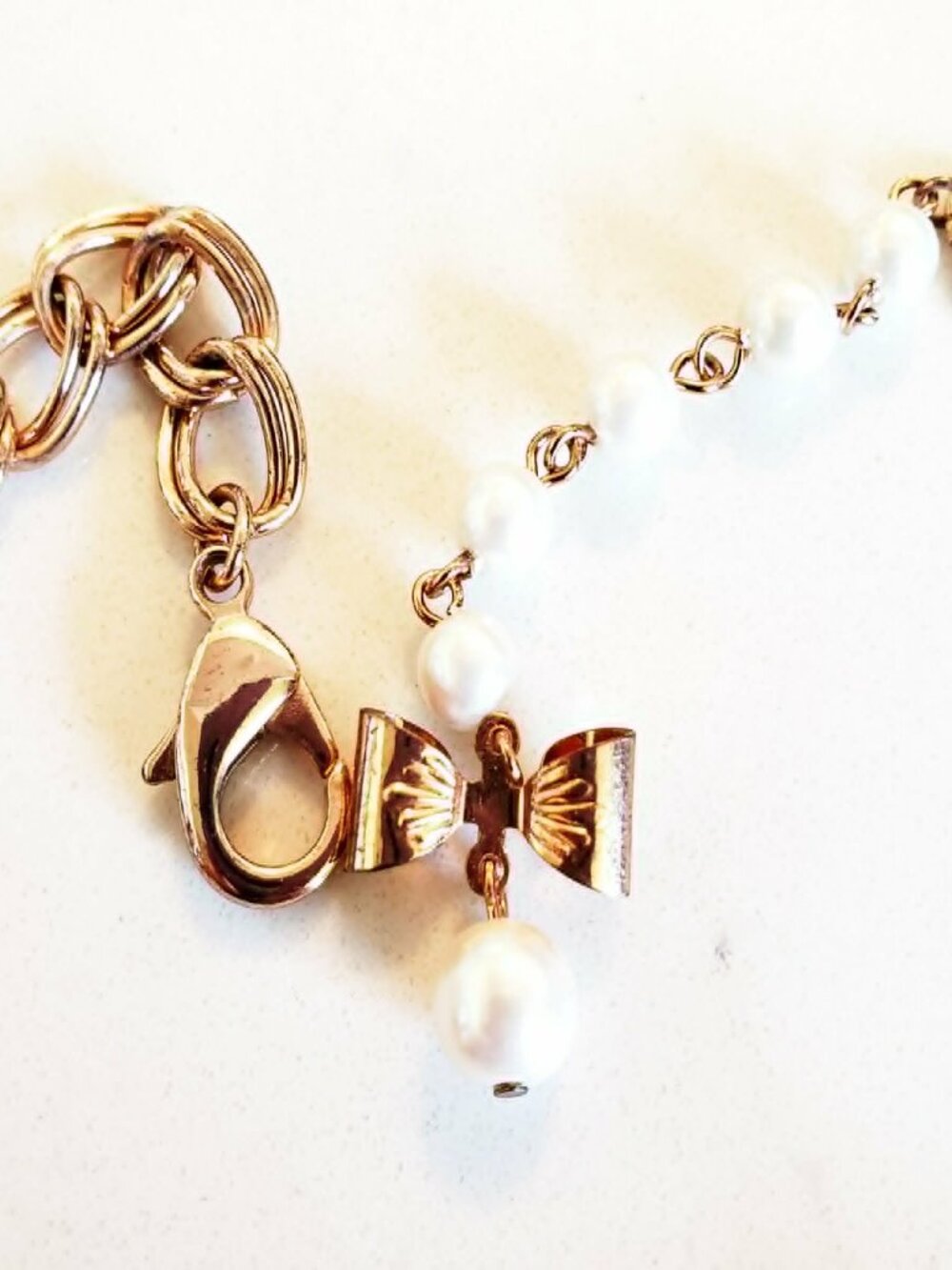Vintage Betsey Johnson Necklace Y2K Victorian Pink Rose Cherub Pearl Think Of Me - Picture 9 of 10